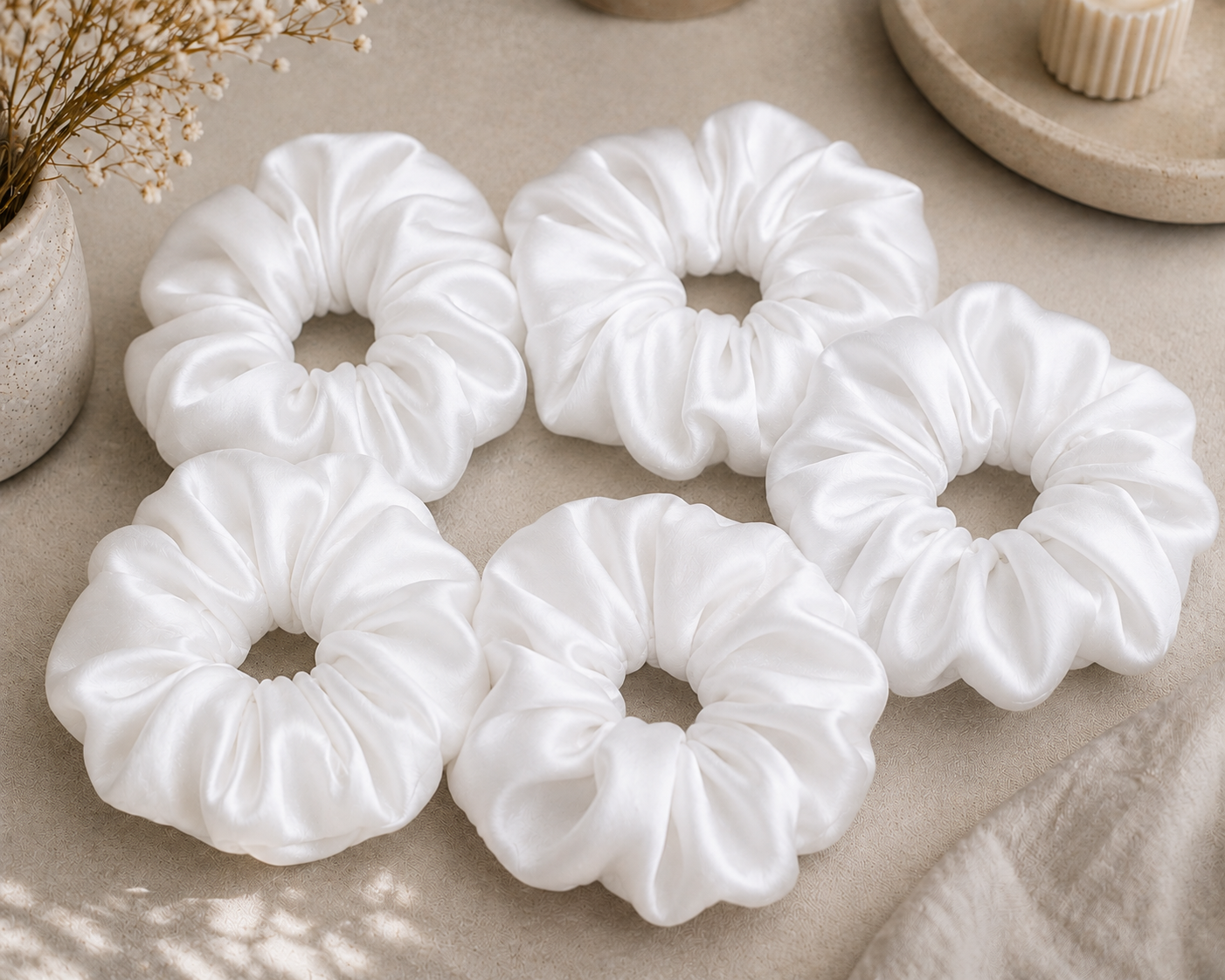 Mulberry Silk Scrunchie Set – 19 Momme | Set of 5