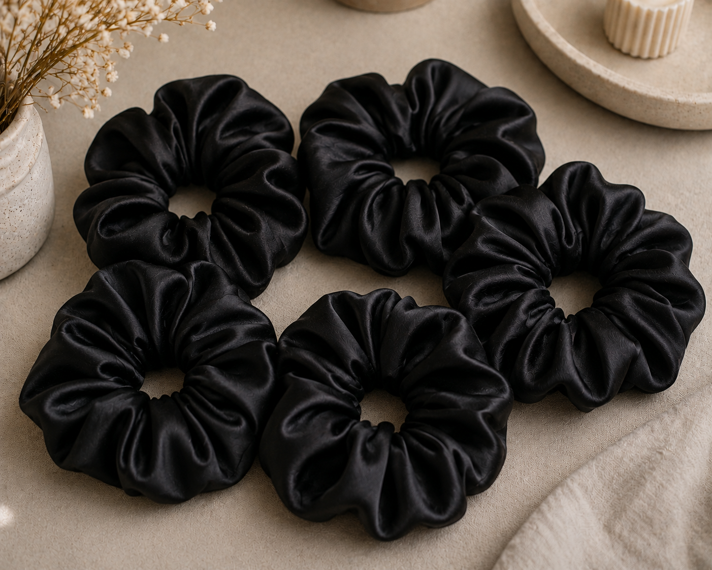 Mulberry Silk Scrunchie Set – 19 Momme | Set of 5