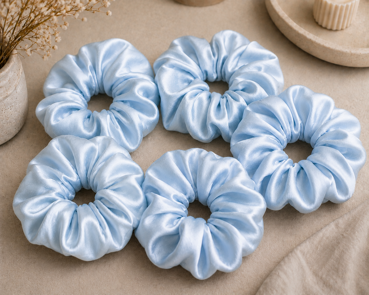 Mulberry Silk Scrunchie Set – 19 Momme | Set of 5