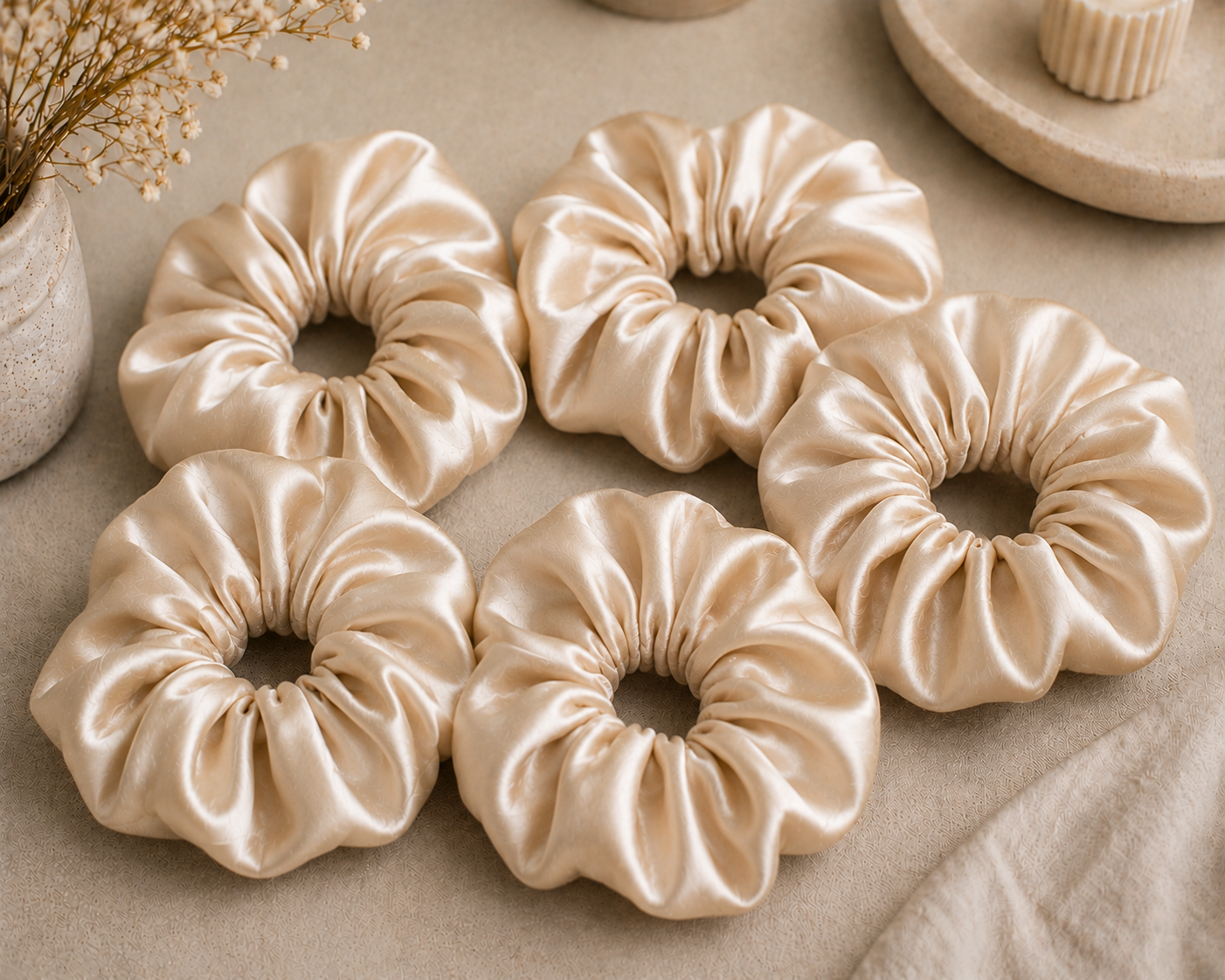 Mulberry Silk Scrunchie Set – 19 Momme | Set of 5