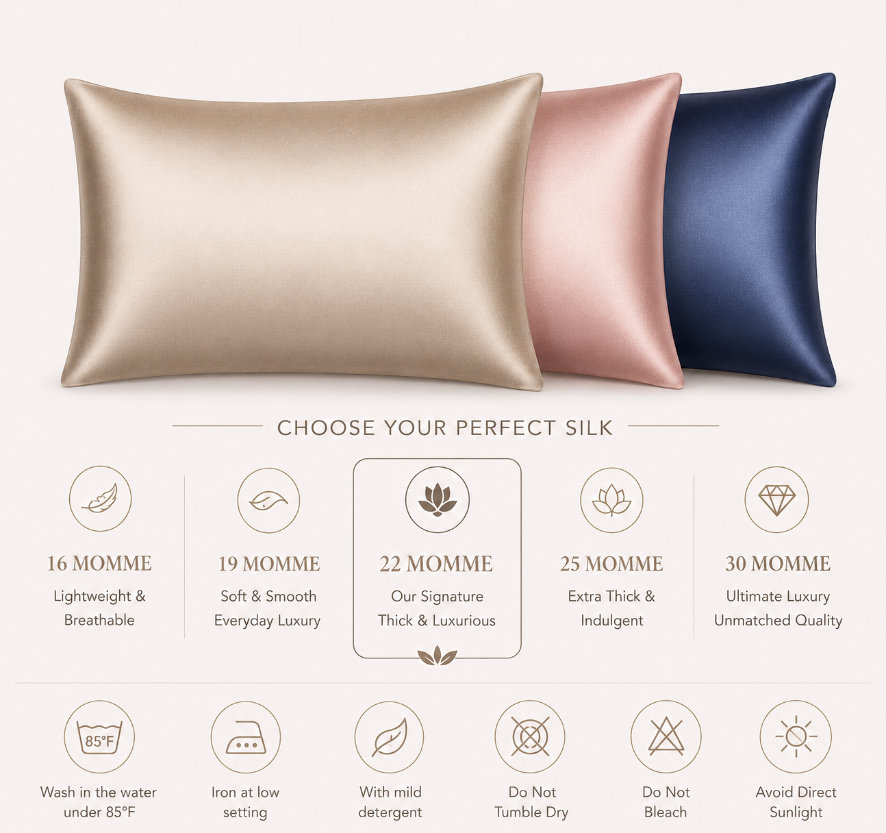 Pure Mulberry Silk Pillowcase – 22 Momme